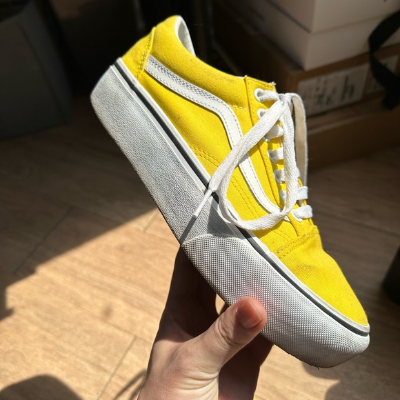 Custom platform bright yellow Vans, size 8 Women’s - Picture 5 of 10